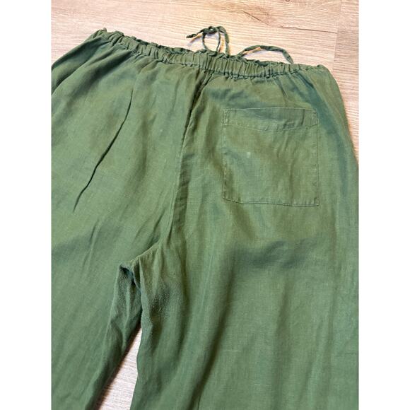 J. Crew 2024 Green Linen Soliel Wide Leg Pants L Casual Minimalist Beach Coastal - Picture 4 of 11